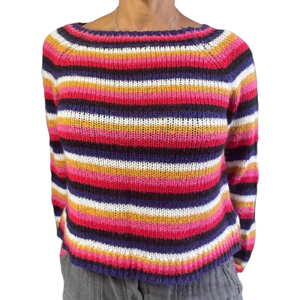Y2k Off Shoulder Sweater in Multicolor